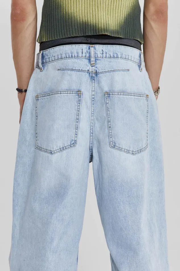 WomenMen Jaded London Colossus Jeans Bleached Blue Colossus Flare Jeans