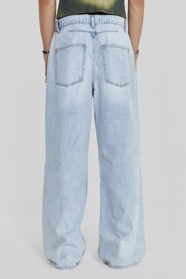 WomenMen Jaded London Colossus Jeans Bleached Blue Colossus Flare Jeans