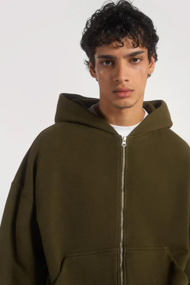 WomenMen Jaded London Ntrls NTRLS Moss Oversized Zip Through Hoodie