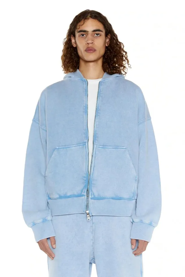 WomenMen Jaded London Ntrls NTRLS Powder Blue Oversized Zip Through Hoodie