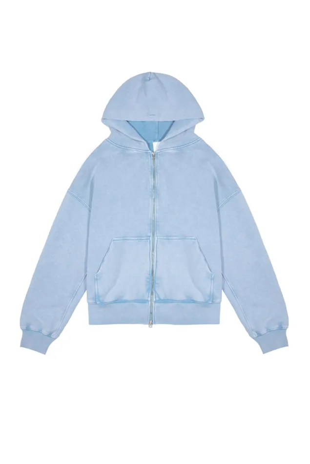WomenMen Jaded London Ntrls NTRLS Powder Blue Oversized Zip Through Hoodie