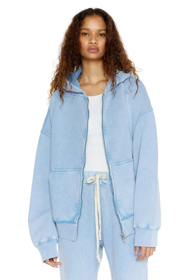 WomenMen Jaded London Ntrls NTRLS Powder Blue Oversized Zip Through Hoodie