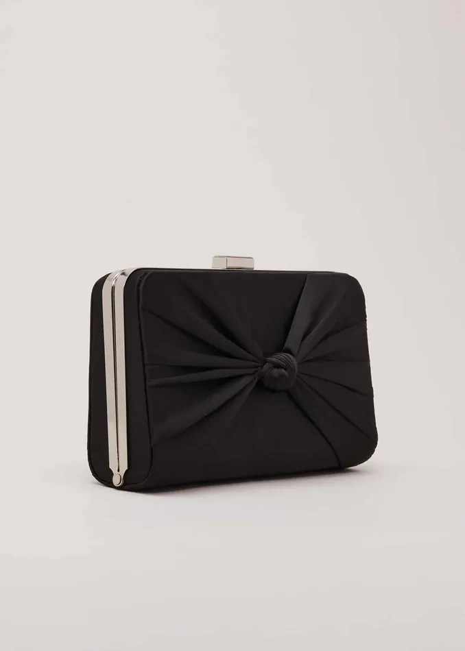 Women Phase Eight Bags and Clutches Black Satin Clutch Bag Black