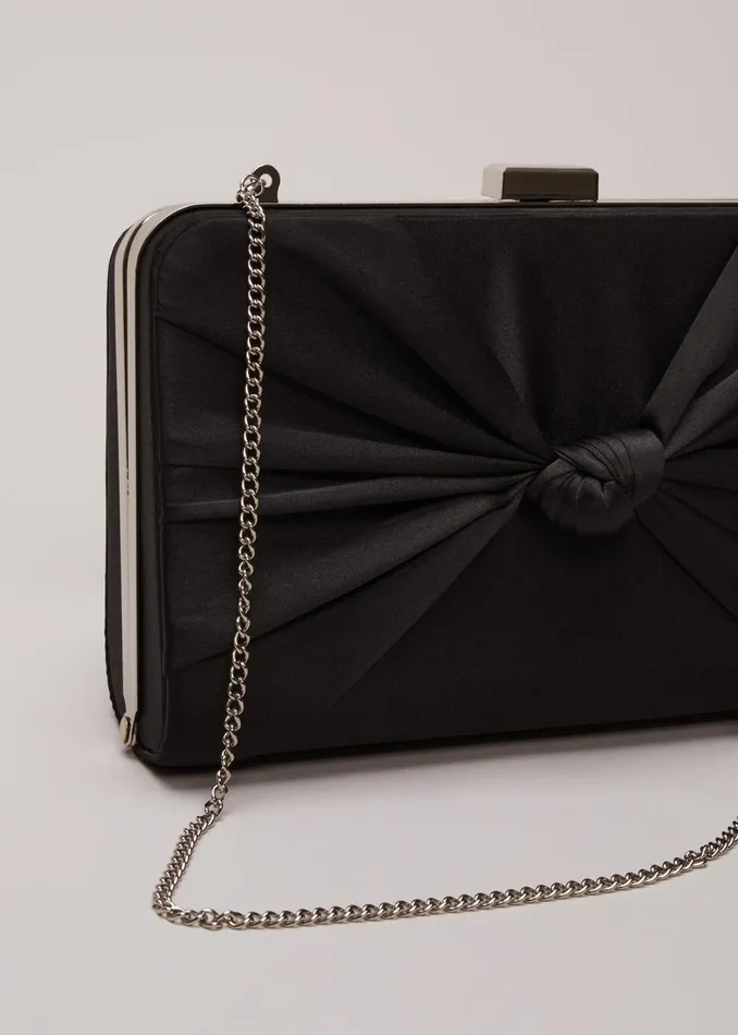 Women Phase Eight Bags and Clutches Black Satin Clutch Bag Black