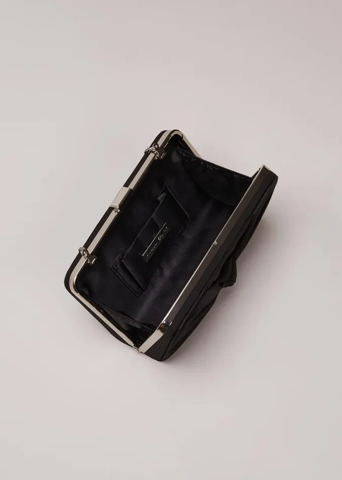 Women Phase Eight Bags and Clutches Black Satin Clutch Bag Black