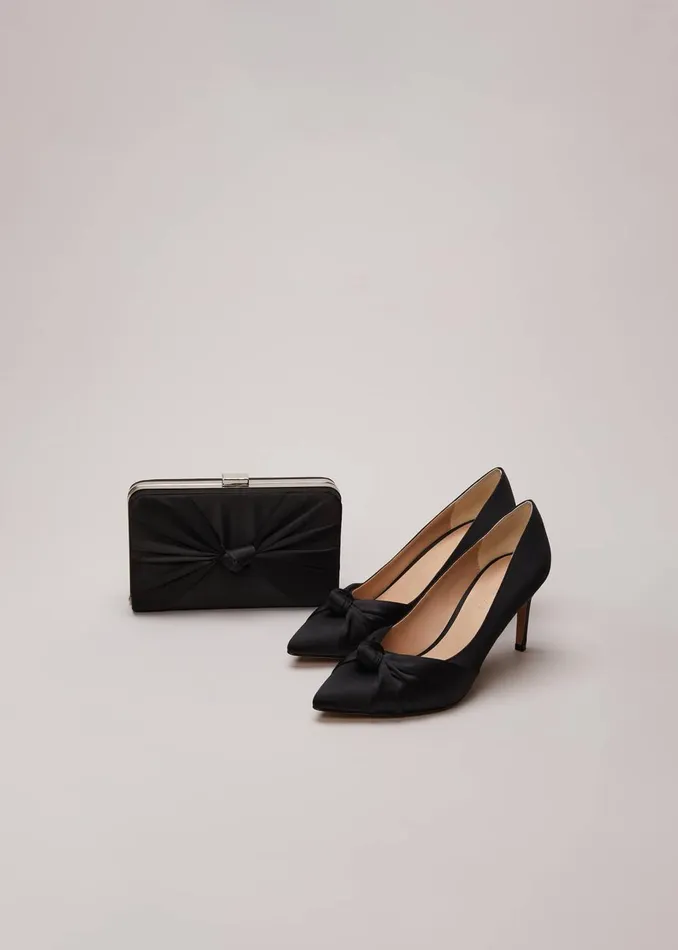 Women Phase Eight Bags and Clutches Black Satin Clutch Bag Black