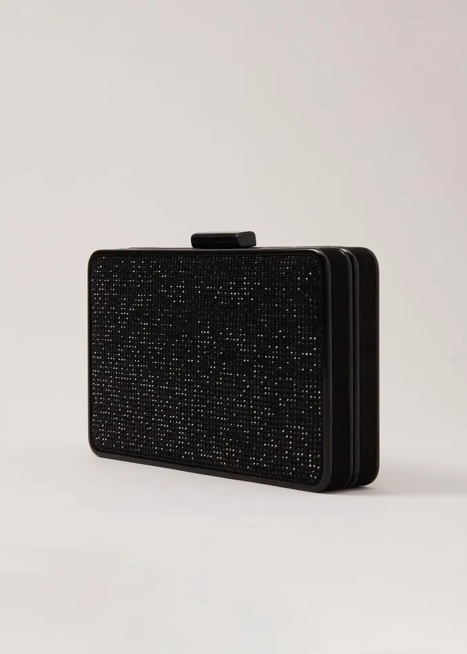 Women Phase Eight Bags and Clutches Black Sparkly Clutch Bag Black