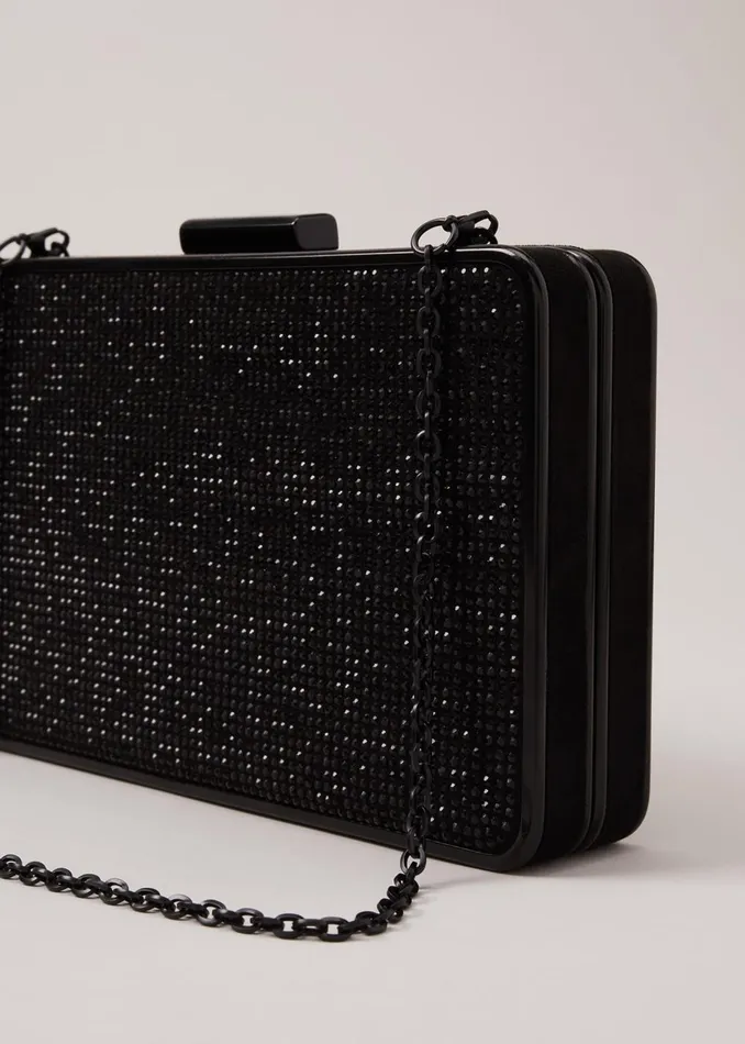 Women Phase Eight Bags and Clutches Black Sparkly Clutch Bag Black