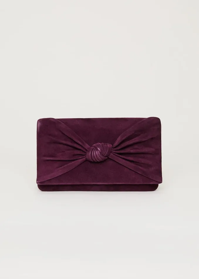 Women Phase Eight Bags and Clutches Knot Front Clutch Bag Plum