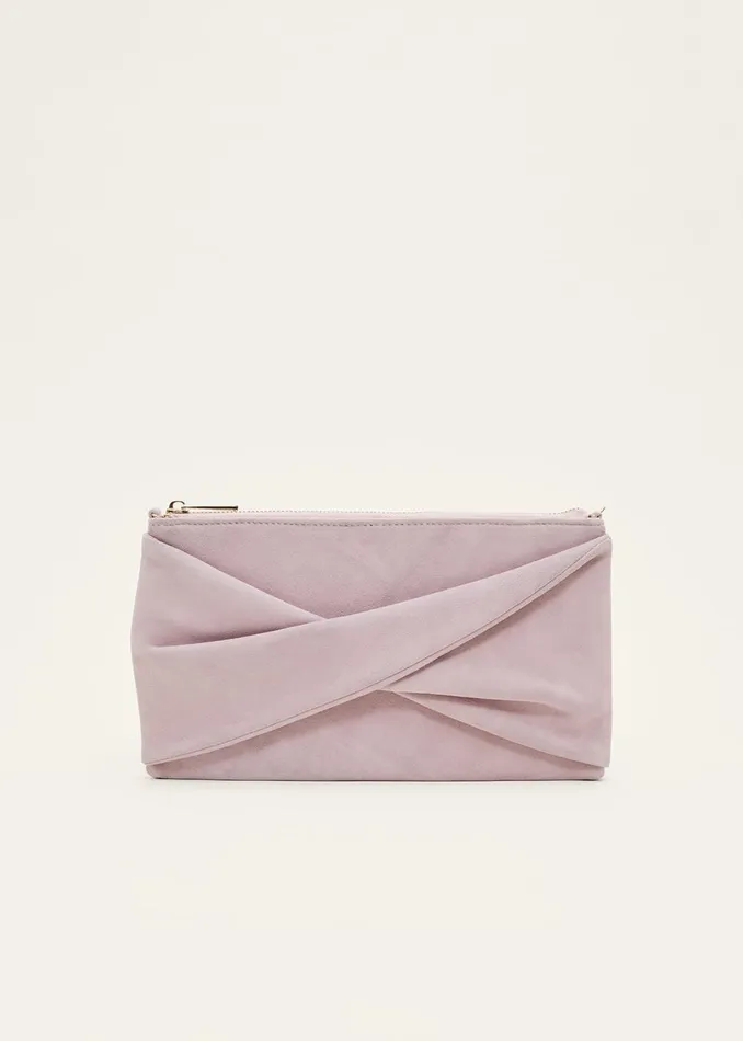 Women Phase Eight Bags and Clutches Latte Suede Clutch Bag Latte