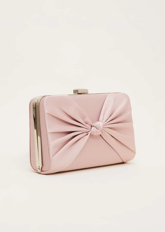 Women Phase Eight Bags and Clutches Light Pink Satin Clutch Box Antique Rose