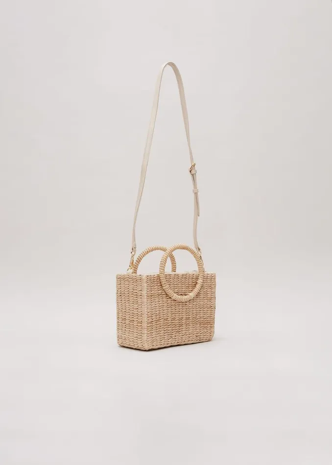 Women Phase Eight Bags and Clutches Mini Straw Tote Bag Neutral