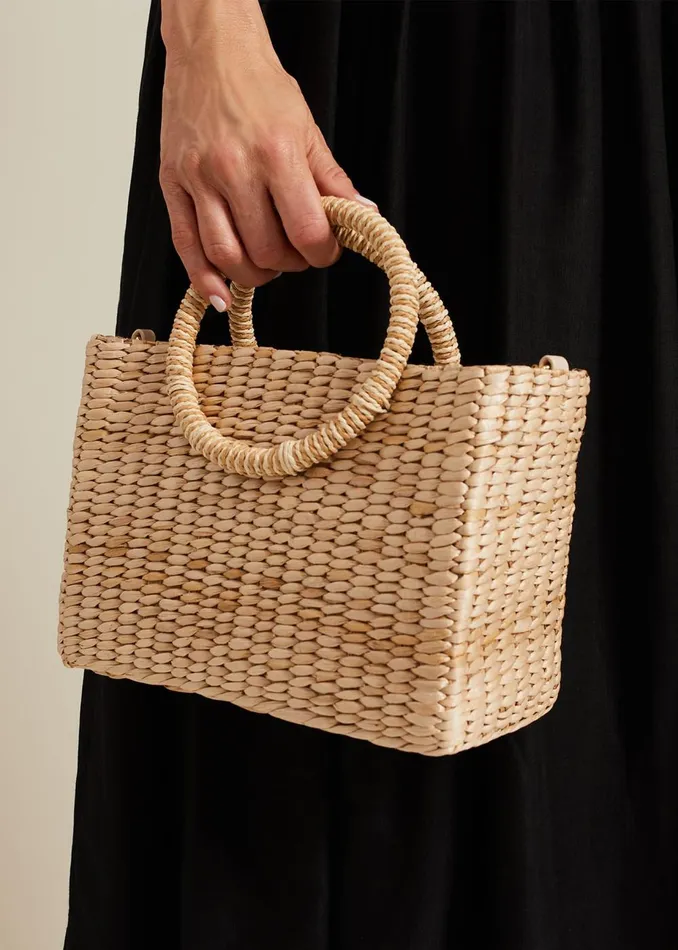 Women Phase Eight Bags and Clutches Mini Straw Tote Bag Neutral