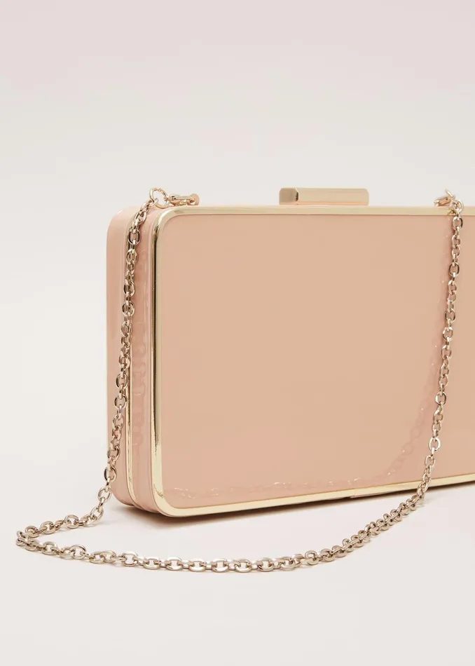 Women Phase Eight Bags and Clutches Patent Box Clutch Pale Pink
