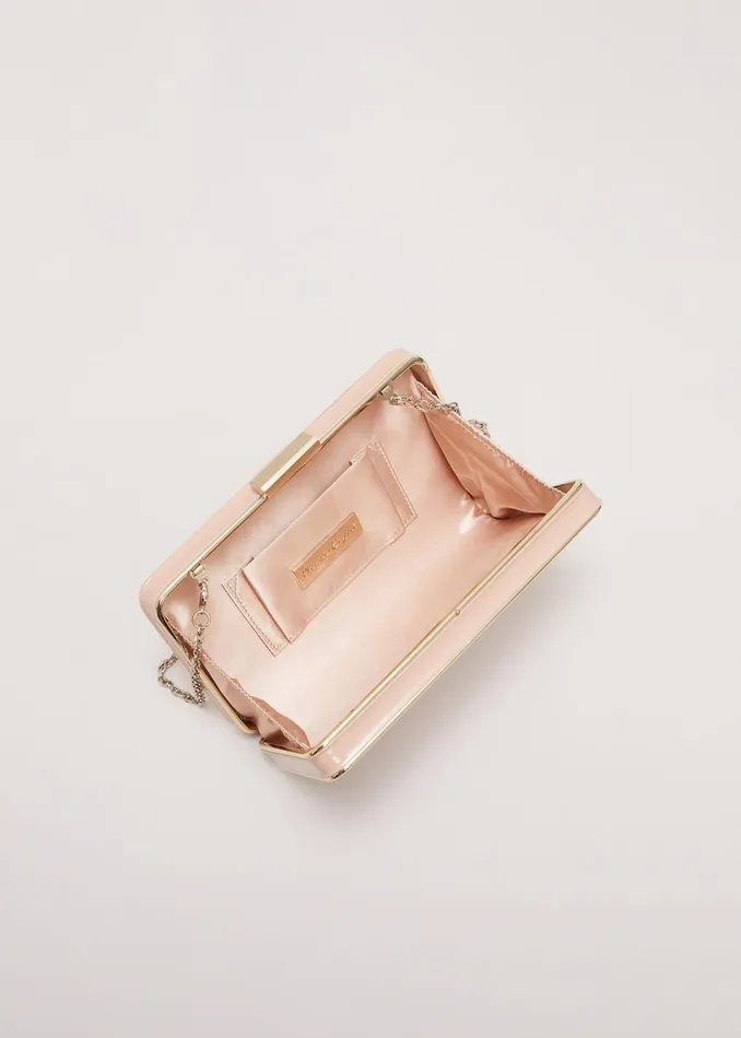 Women Phase Eight Bags and Clutches Patent Box Clutch Pale Pink