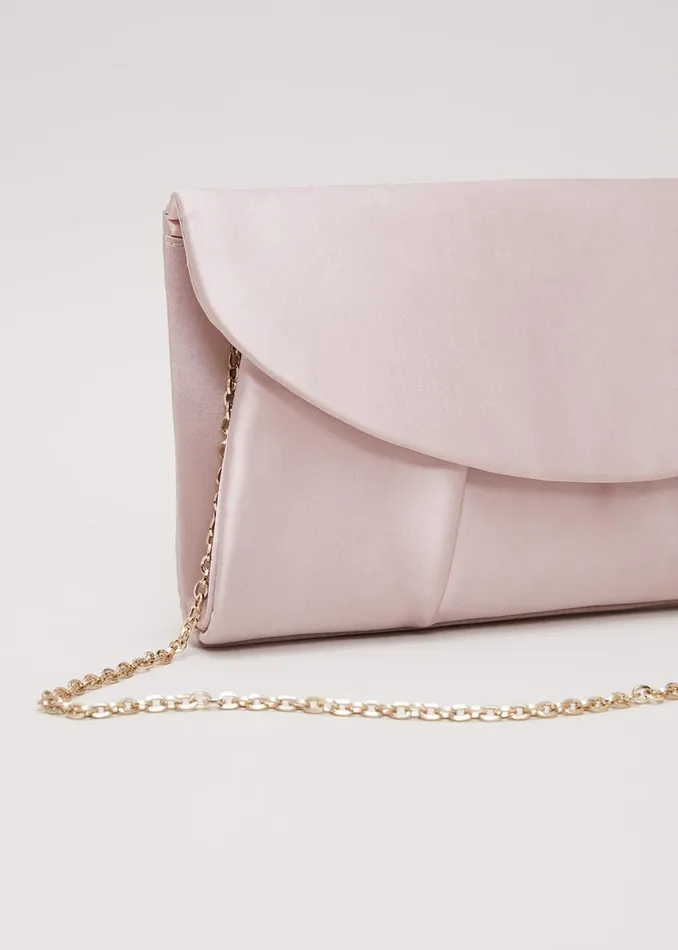 Women Phase Eight Bags and Clutches Pleat Satin Clutch Bag Pale Pink