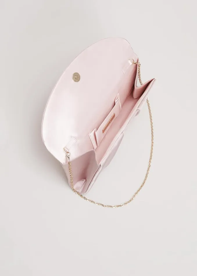 Women Phase Eight Bags and Clutches Pleat Satin Clutch Bag Pale Pink
