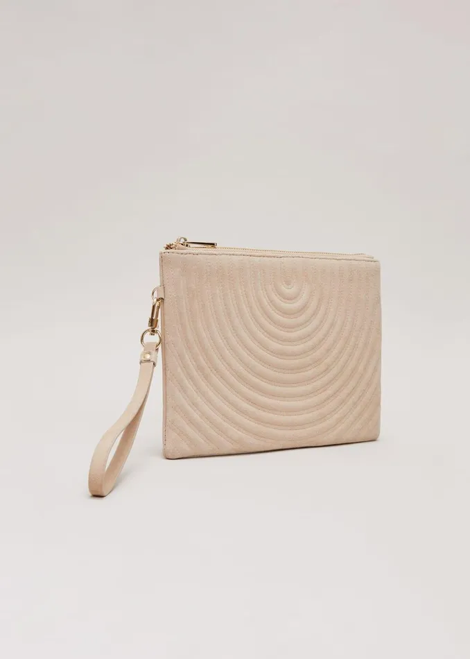Women Phase Eight Bags and Clutches Stitch Detail Clutch Bag Neutral