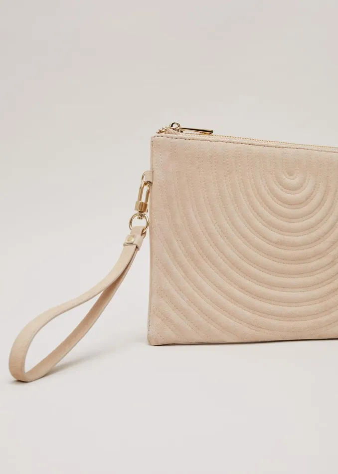 Women Phase Eight Bags and Clutches Stitch Detail Clutch Bag Neutral