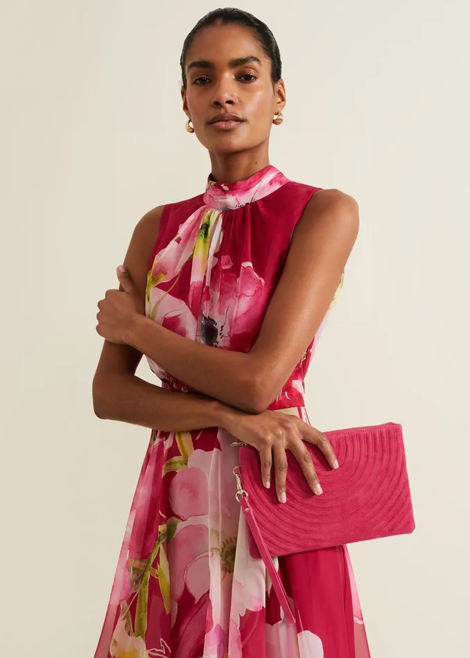 Women Phase Eight Bags and Clutches Stitch Detail Clutch Bag Pink