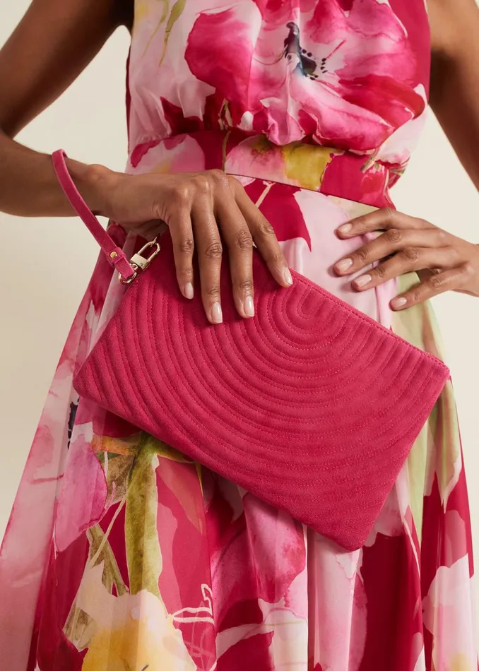Women Phase Eight Bags and Clutches Stitch Detail Clutch Bag Pink