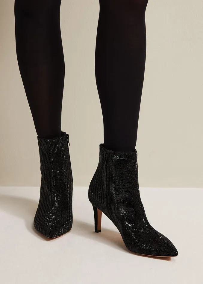 Women Phase Eight Boots Black Sparkly Boots Black