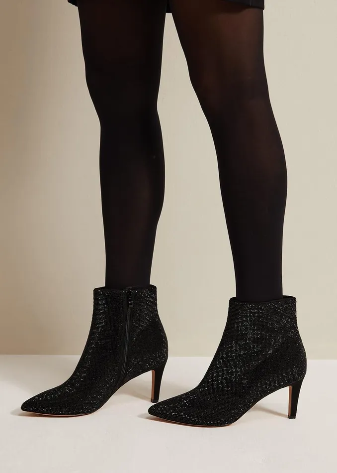 Women Phase Eight Boots Black Sparkly Boots Black