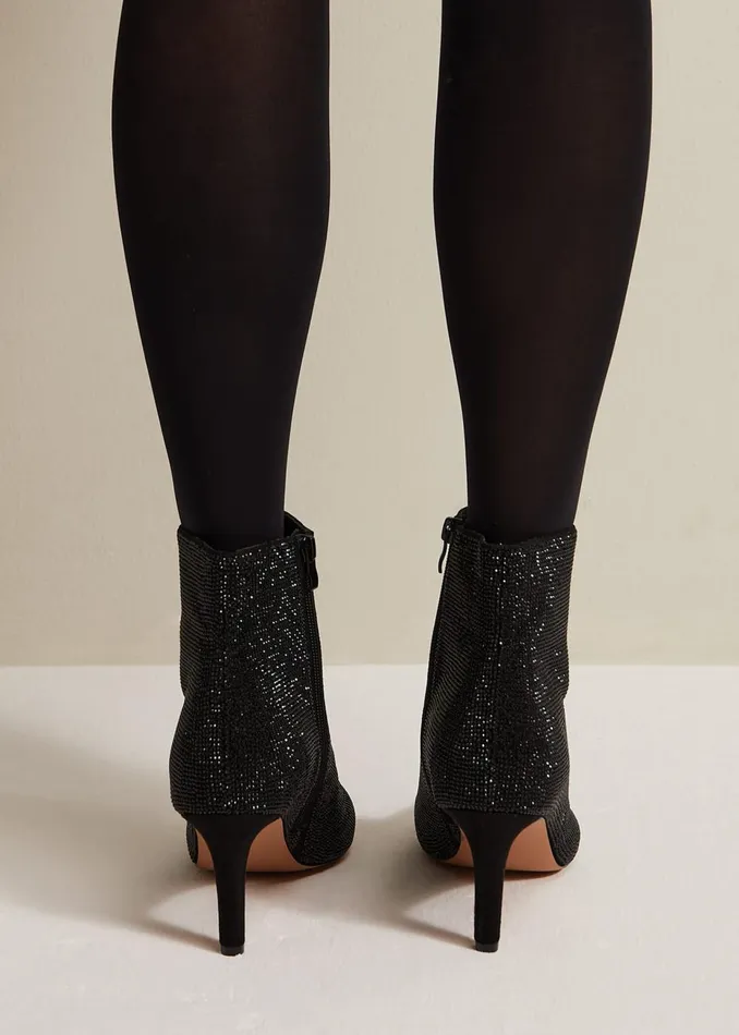 Women Phase Eight Boots Black Sparkly Boots Black