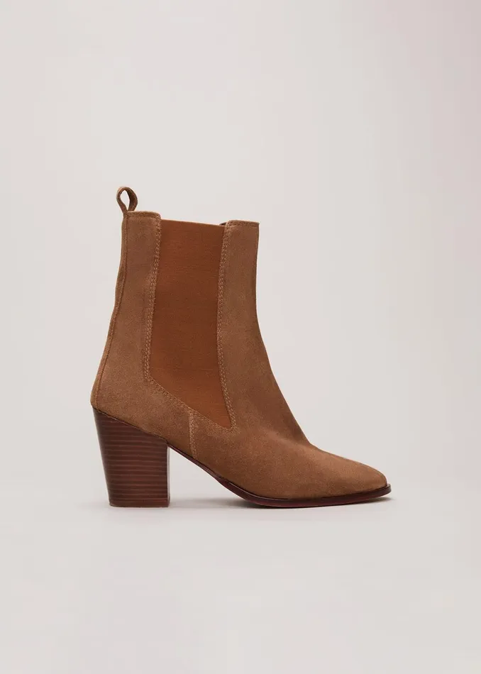 Women Phase Eight Boots Brown Suede Cowboy Boots Tan