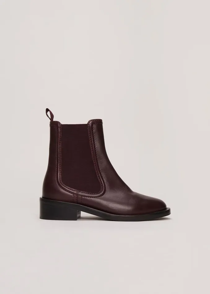 Women Phase Eight Boots Leather Ankle Boots Burgundy