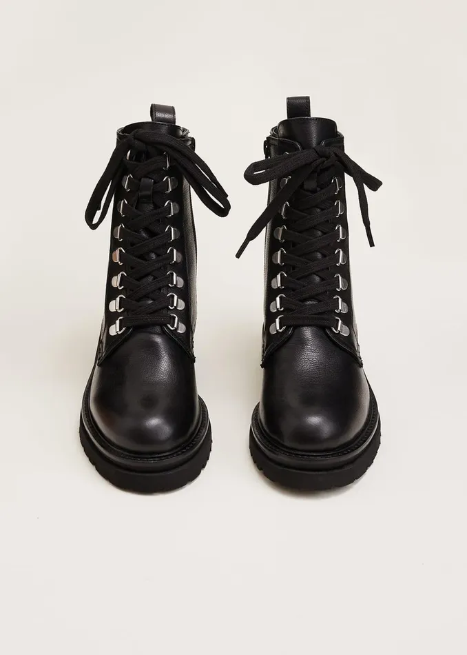 Women Phase Eight Boots Meladie Black Leather Lace Up Ankle Boots Black