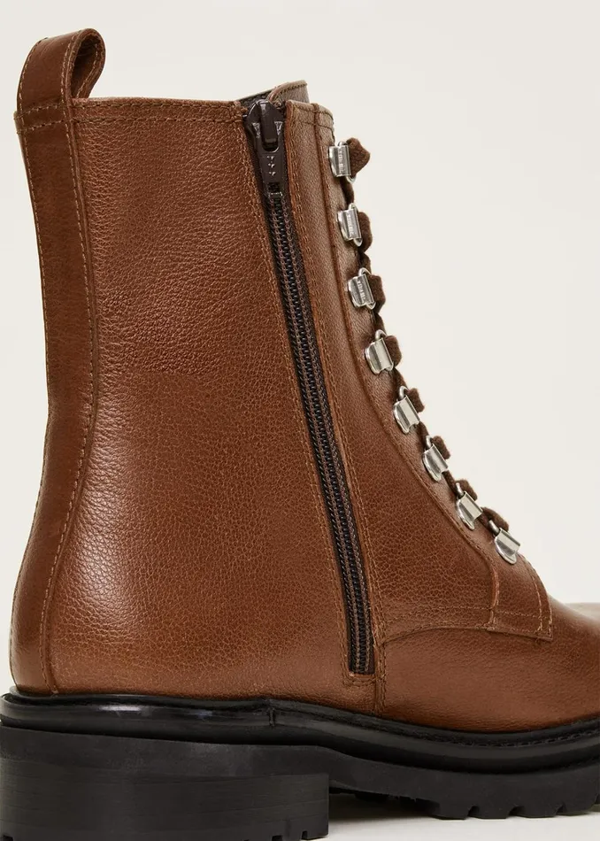 Women Phase Eight Boots Meladie Leather Lace Up Boot Brown