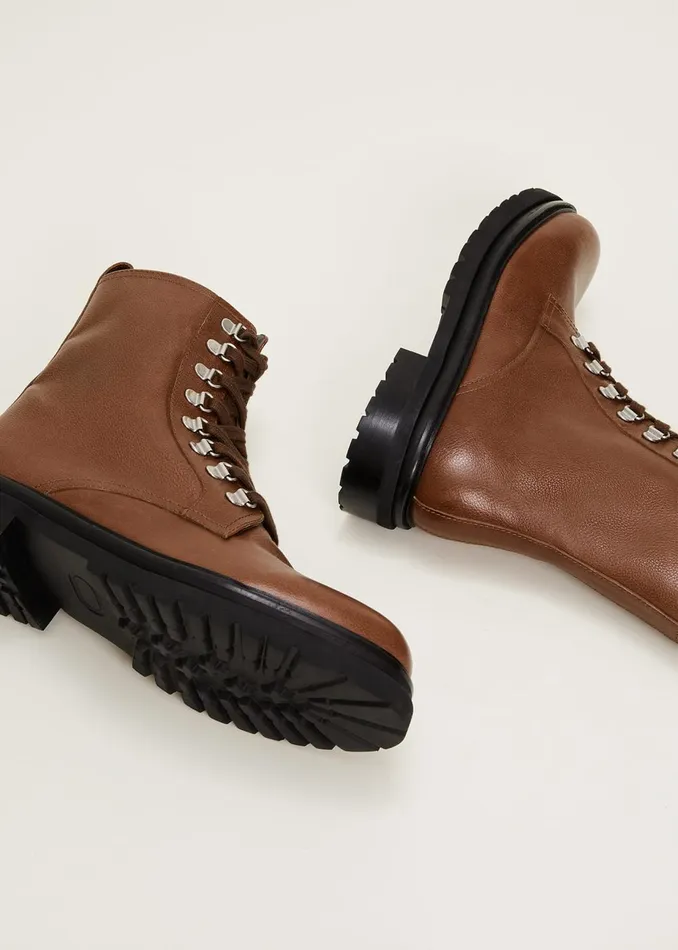Women Phase Eight Boots Meladie Leather Lace Up Boot Brown