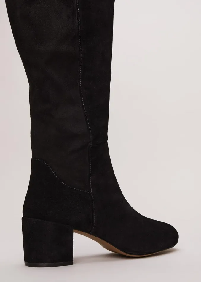 Women Phase Eight Boots Milly Black Leather Knee High Boots Black