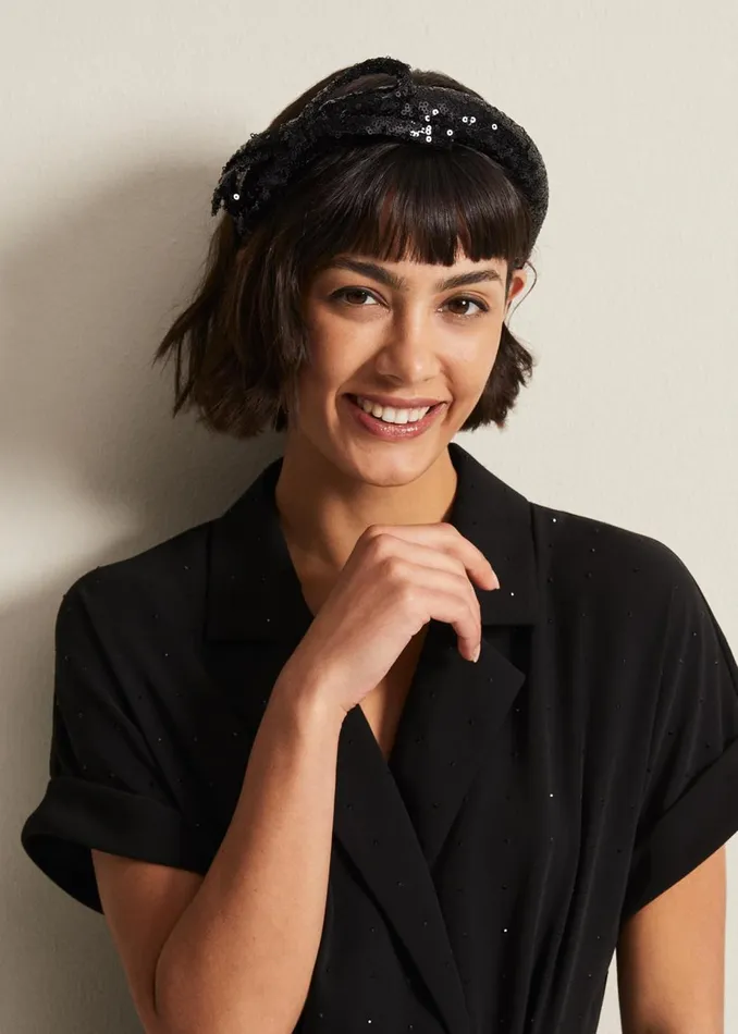 Women Phase Eight Fascinators and Hats Black Sequin Headband Black