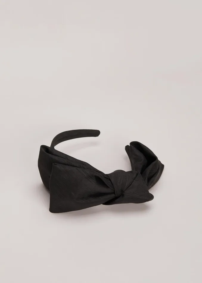 Women Phase Eight Fascinators and Hats Black Silk Bow Headband Black