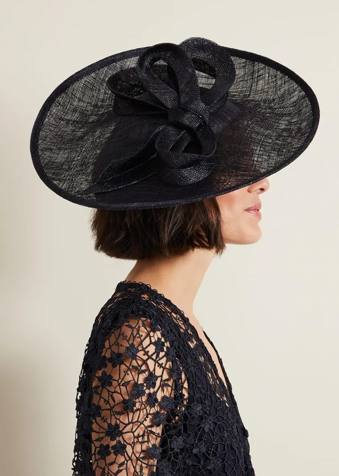 Women Phase Eight Fascinators and Hats Bow Detail Statement Disc Fascinator Navy