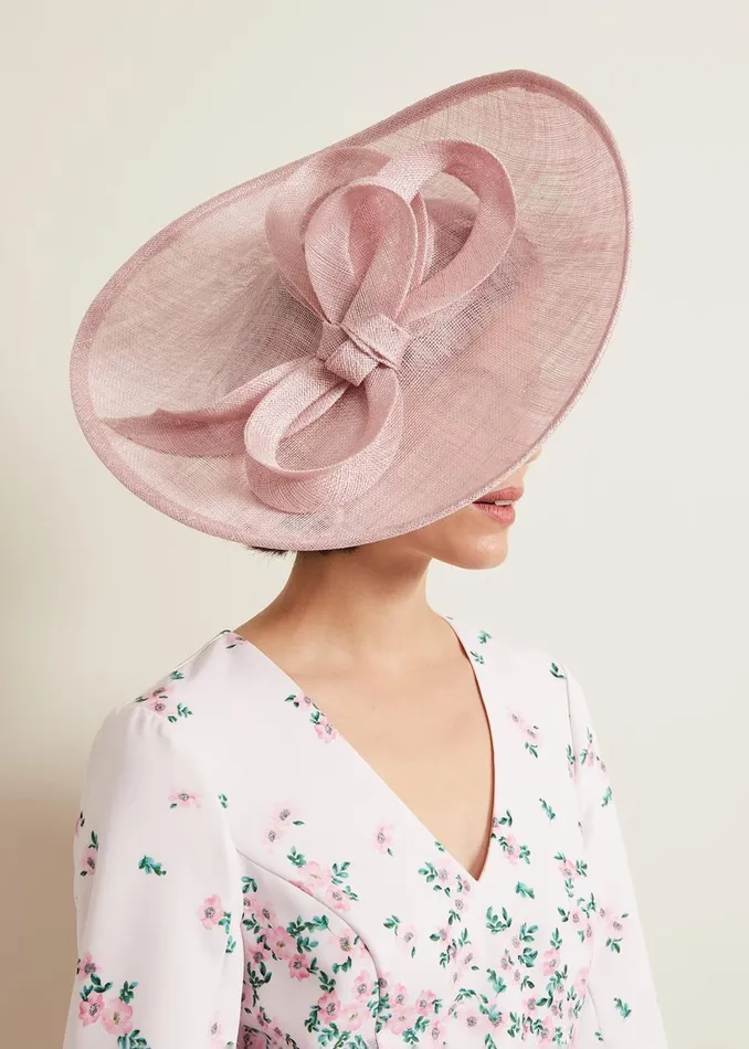 Women Phase Eight Fascinators and Hats Bow Detail Statement Disc Fascinator Pale Pink