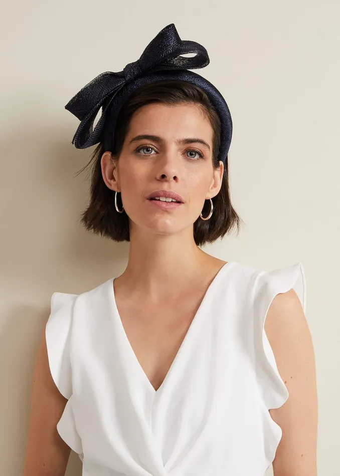 Women Phase Eight Fascinators and Hats Bow Padded Headband Navy