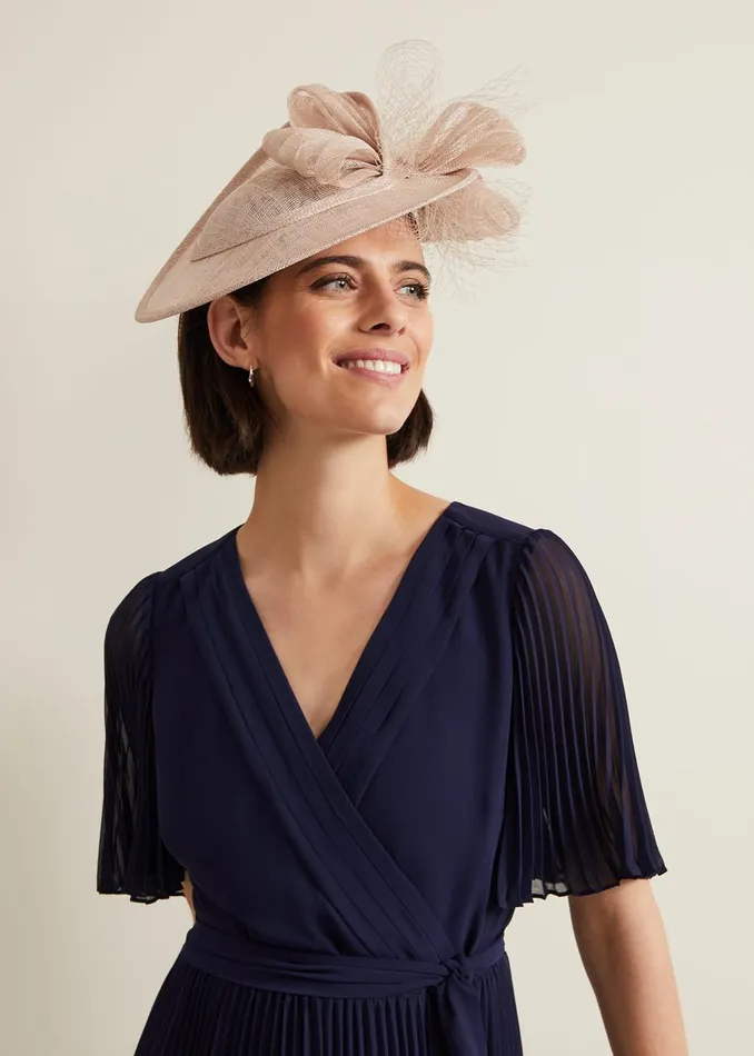 Women Phase Eight Fascinators and Hats Bow Twist Back Disc Fascinator Latte