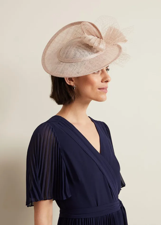 Women Phase Eight Fascinators and Hats Bow Twist Back Disc Fascinator Latte