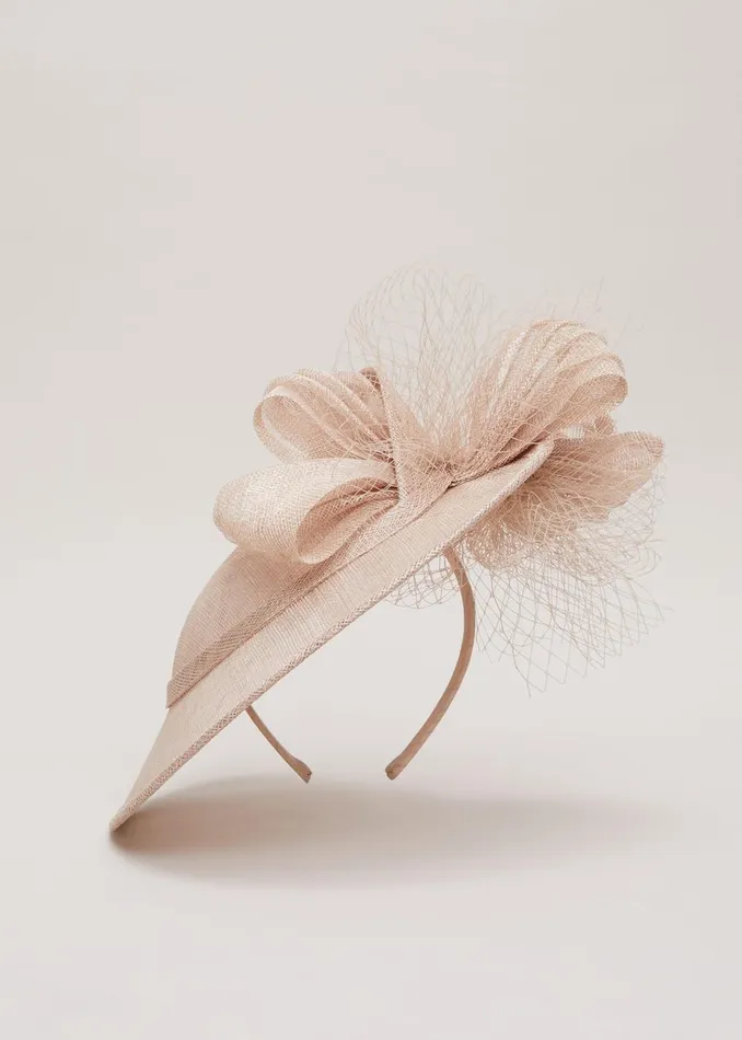 Women Phase Eight Fascinators and Hats Bow Twist Back Disc Fascinator Latte