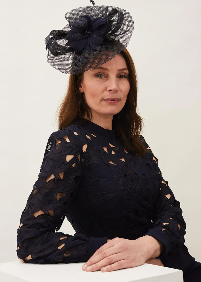 Women Phase Eight Fascinators and Hats Danna Flower Disc Fascinator Navy