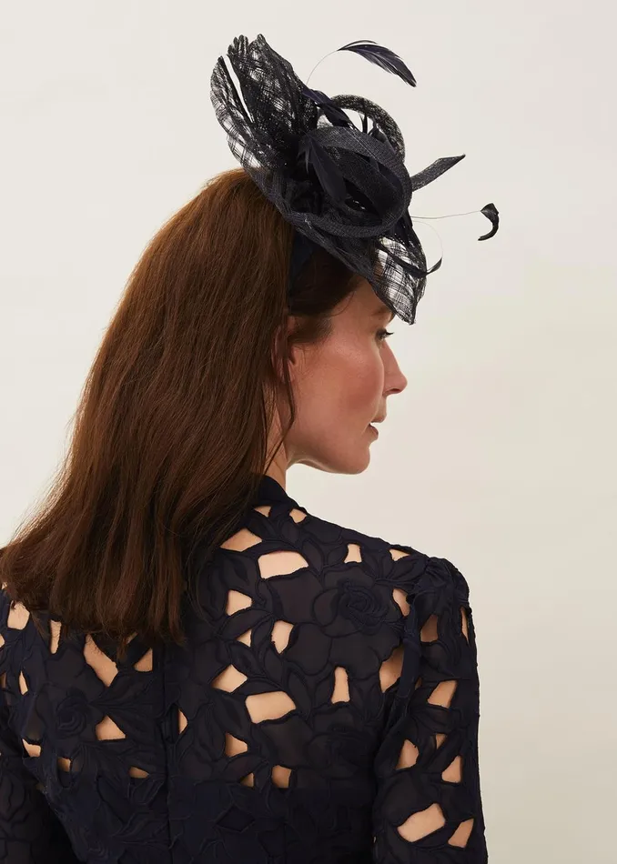Women Phase Eight Fascinators and Hats Danna Flower Disc Fascinator Navy
