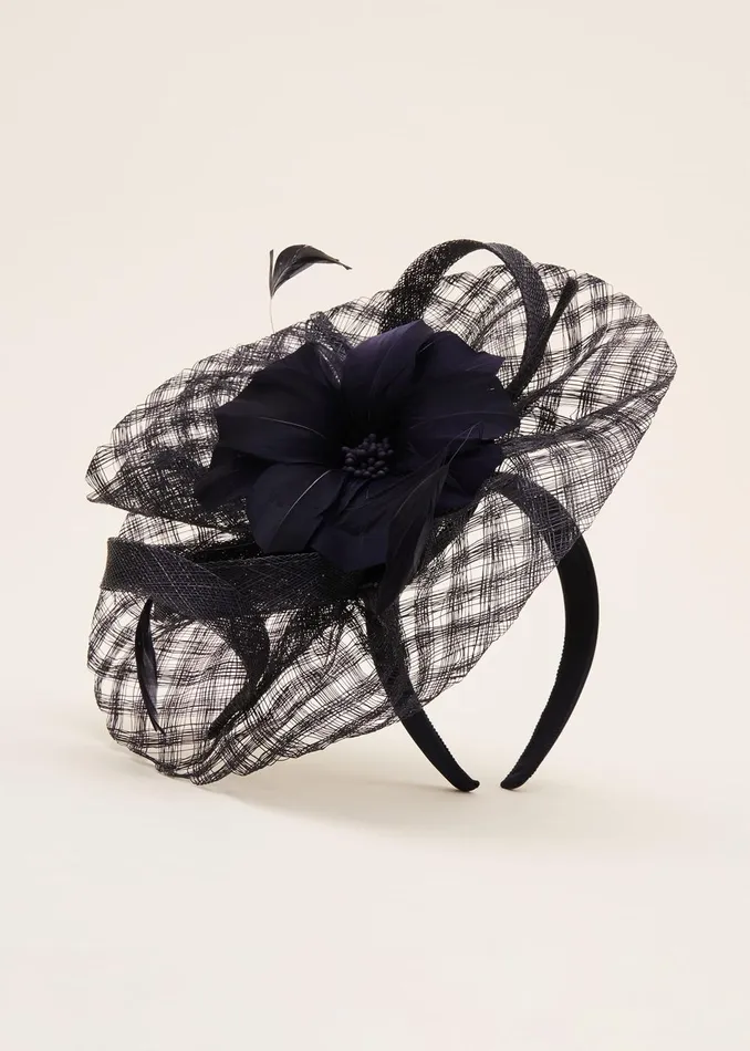 Women Phase Eight Fascinators and Hats Danna Flower Disc Fascinator Navy