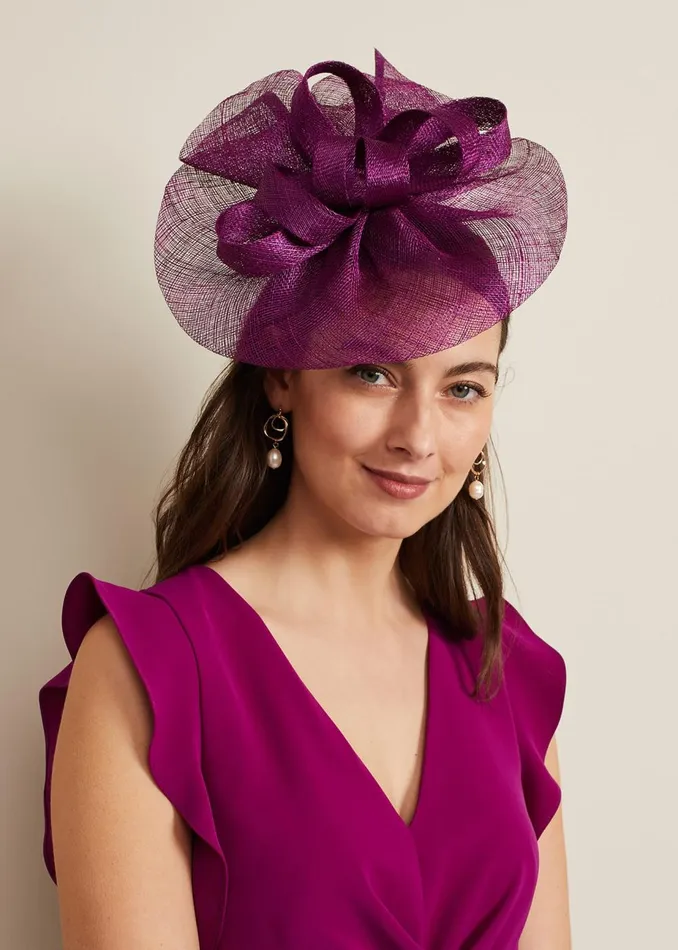Women Phase Eight Fascinators and Hats Freeform Bow Disc Fascinator Purple