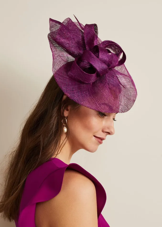 Women Phase Eight Fascinators and Hats Freeform Bow Disc Fascinator Purple