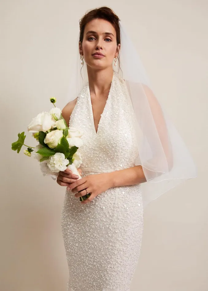 Women Phase Eight Fascinators and Hats Long Double Tier Veil Ivory