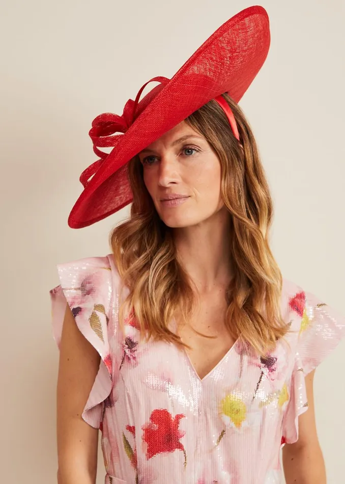 Women Phase Eight Fascinators and Hats Loop Detail Statement Disc Red