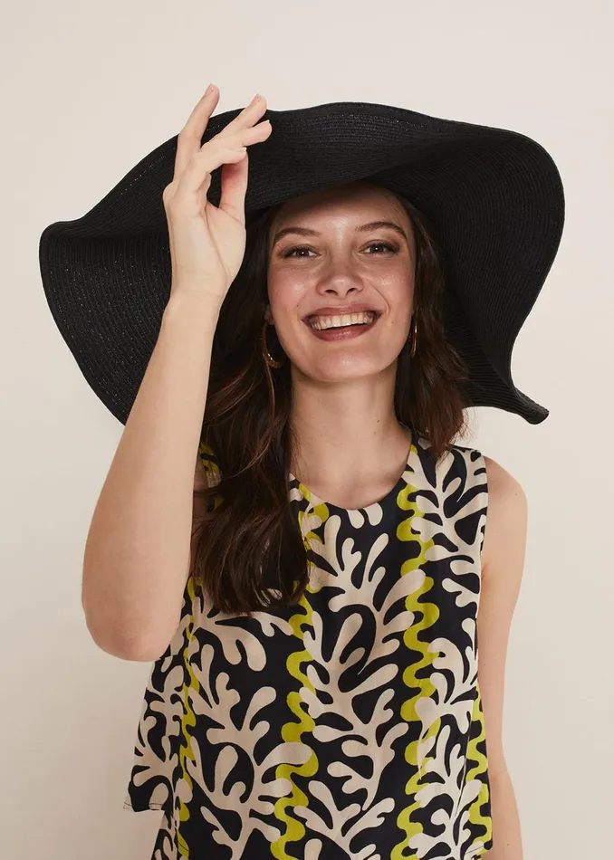 Women Phase Eight Fascinators and Hats Oversized Straw Hat Black